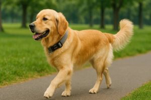 Dog wearing a durable collar with lifetime warranty