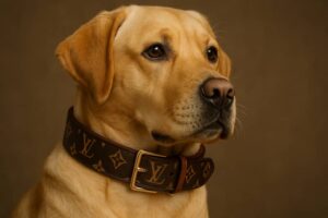dog wearing louis vuitton collar