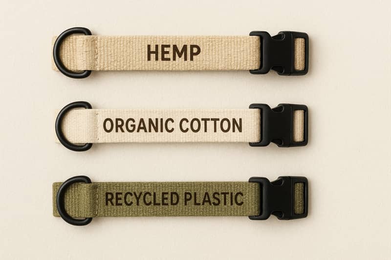 Eco-friendly dog collars,sustainable pet products,hemp dog collars,rPET dog collars,organic cotton dog collars,biodegradable pet accessories,dog collar manufacturer,eco-friendly pet supplies wholesale,sustainable dog collar materials,vegan dog collars